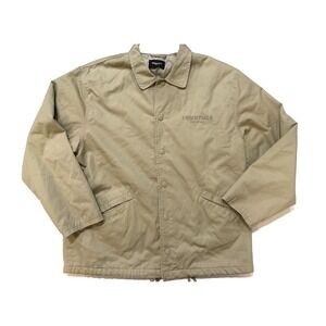 Essentials Fear Of God Jacket Mens LG Tan Coaches Quilted Snap Button Streetwear